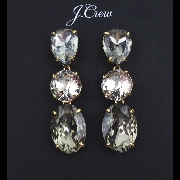 New JCREW Pear Shaped Triple Stone Drop Earrings - Picture 2 of 2